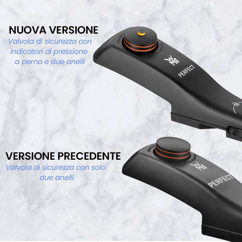 Anakel Home Manico di Ricambio per Coperchio Pentola Express Perfect 08.9180.6030 Compatibile con la Gamma di Pentole WMF Perfect, Colore Nero, Nuova Versione con Indicatore di Pressione a Spillo