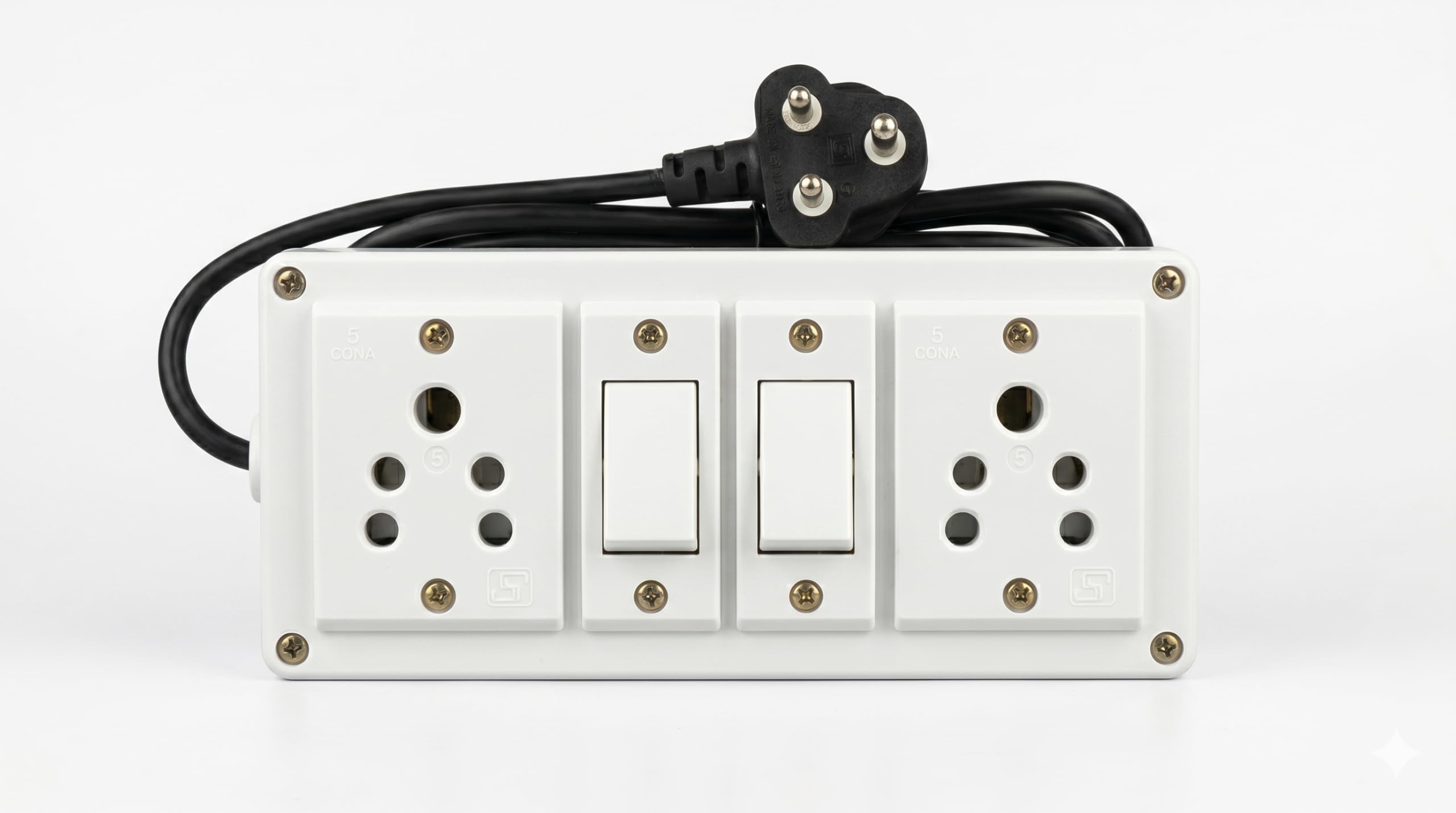 2 Socket Extension Board with 2 Switches, White, 4 Meter Cable, 1000W, ISI Certified, Wall Mount-image-30