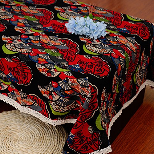 GFYWZ Fine printing cotton lace table cloth, red, 90 * 90cm