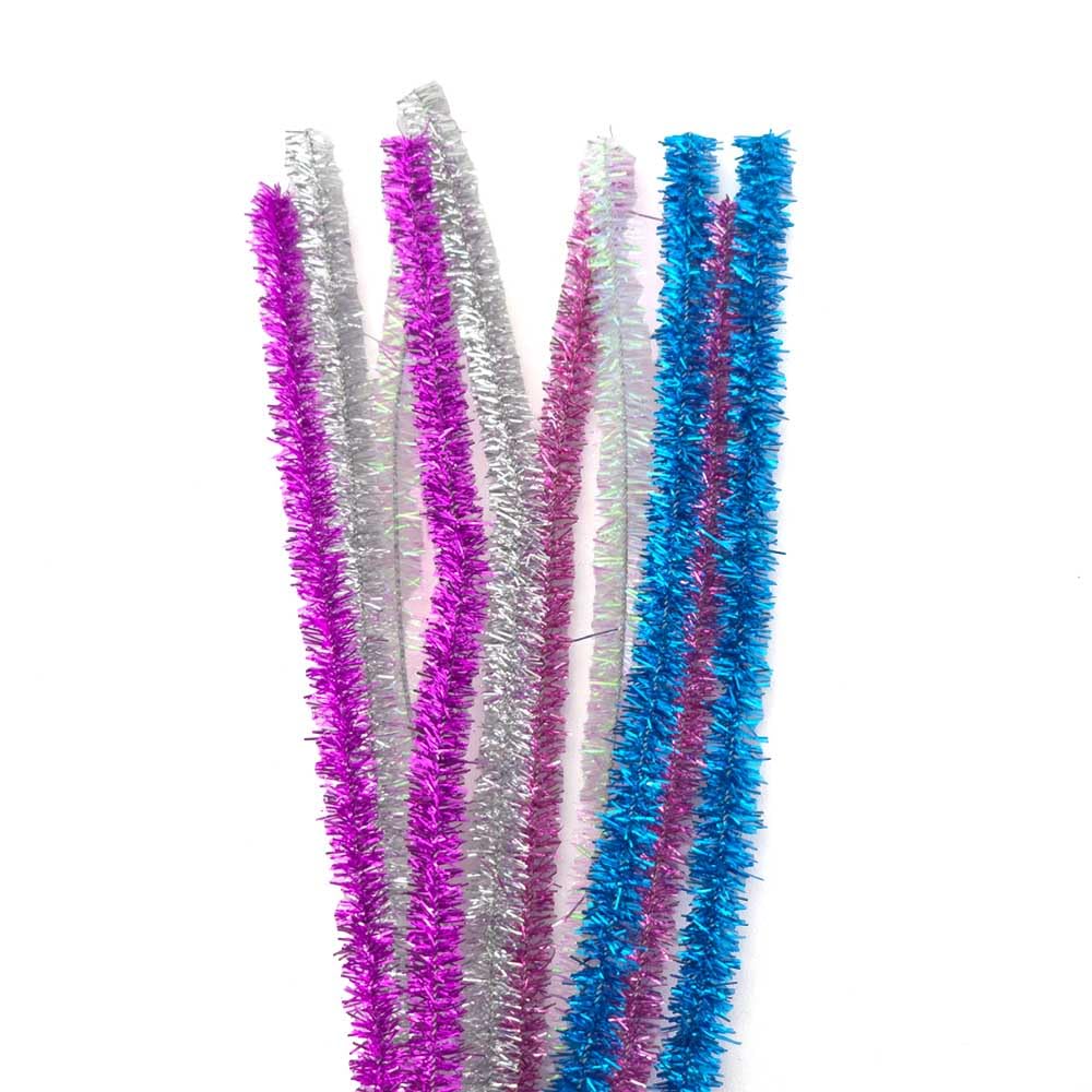 Crafty Capers Pastel Tinsel | 10 Extra Long Pipecleaners | 50cm Long | 9mm Wide