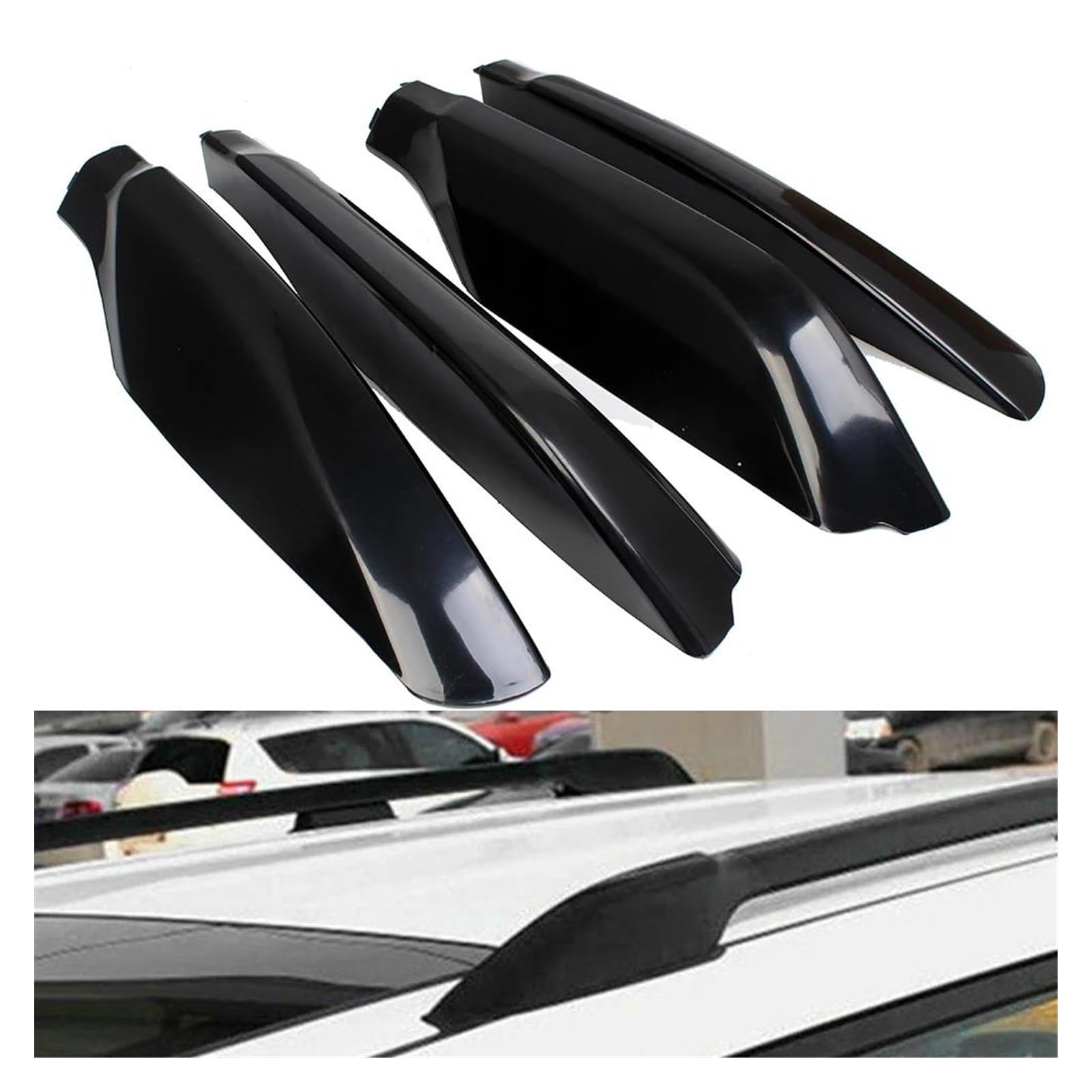 Dachrelings Auto Schwarz 4 Stücke Dach Rack Schiene End Abdeckung Shell Ersetzen Für Toyota Für Land Für Cruiser Für Prado Für Fj150 2010-2018 Dachträger