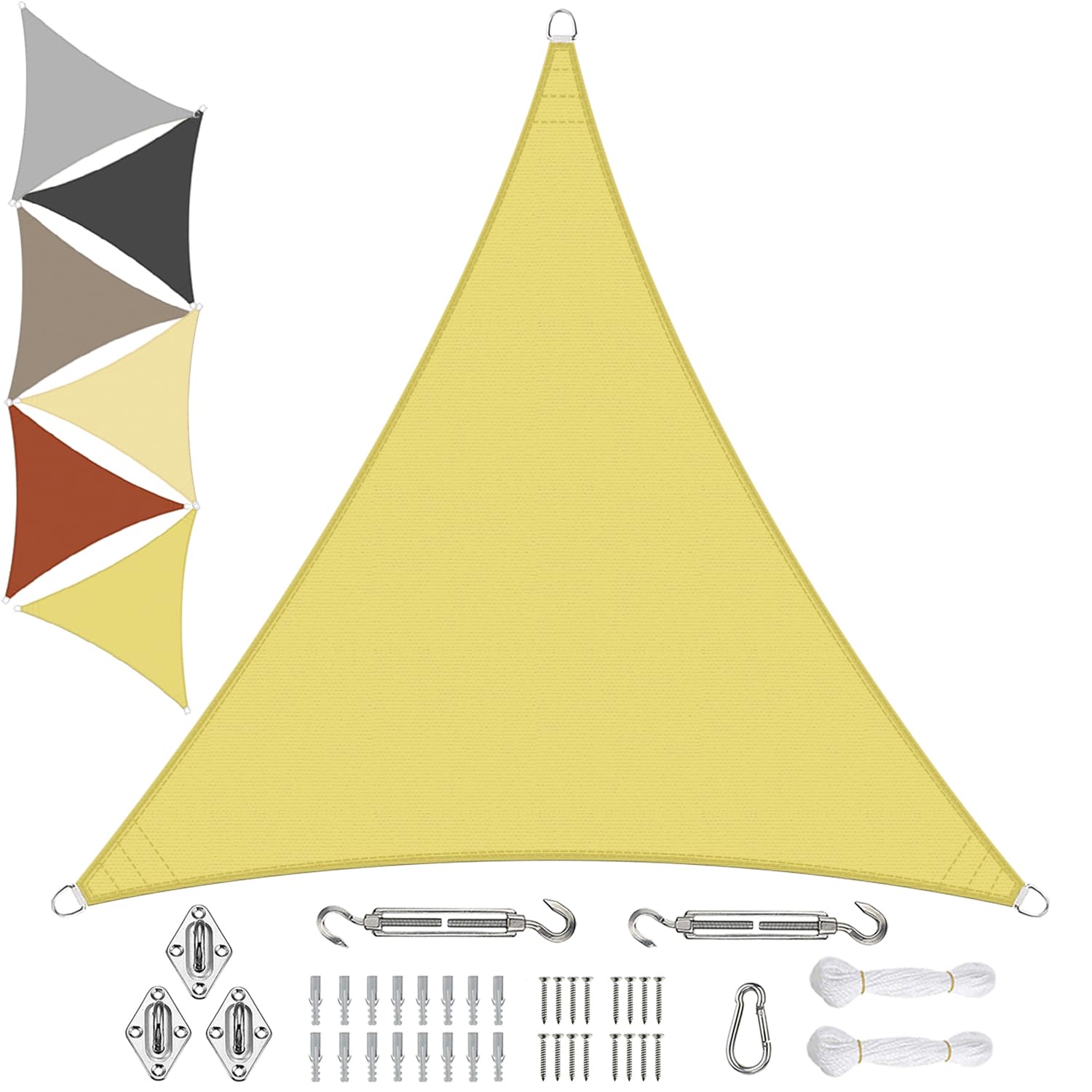 Sichtschutz Shade sail 1.6x1.6x1.6M, Sunscreen Awning Canopy, Made of High-grade Polyester, With Free Rope, for Outdoor, Garden, Patio, Party - sandy yellow — image 1