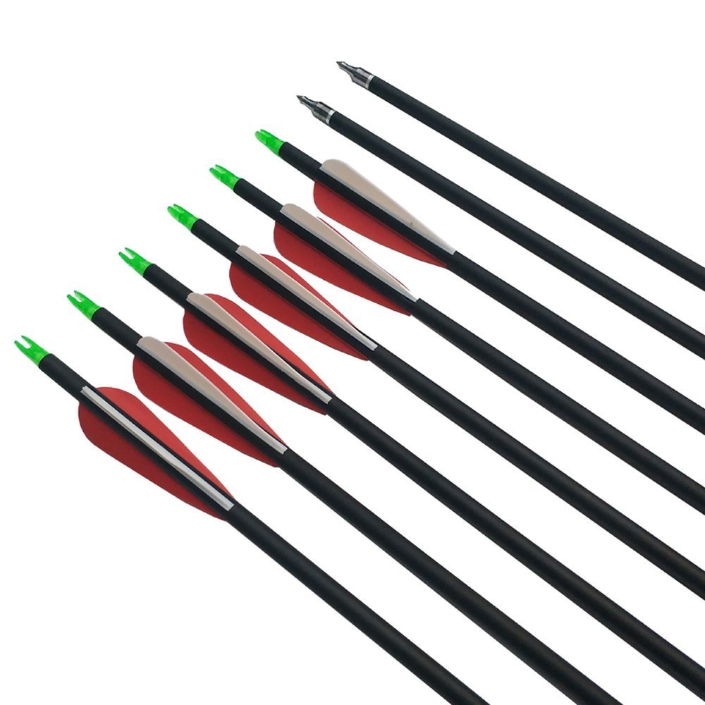 12PC FLÈCHES DE Chasse 30" Flèches Carbone Sp500 Pour Arc Recourbé Arc