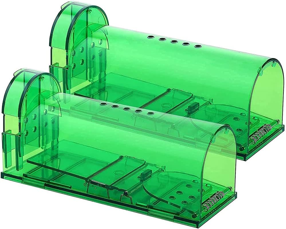 DELFINO Humane Catch and Release Indoor/Outdoor Mouse Traps Pack of 2 - Easy Set Durable Traps, Safe for Children, Pets and Humans - Instantly Remove Unwanted Vermin from Your Home