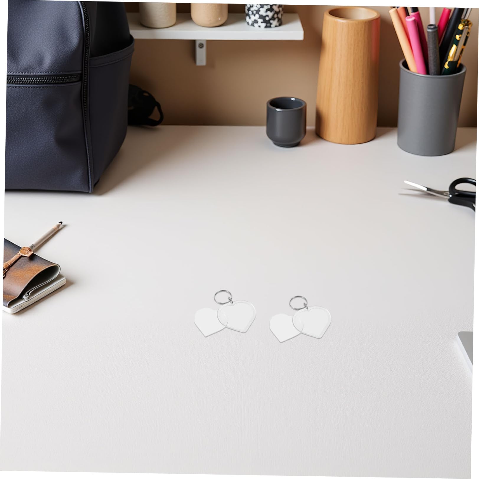 Housoutil Portachiavi 100 Pezzi a Forma di Cuore in Acrilico per DIY con Design Sobrio e Foto Personalizzabile per