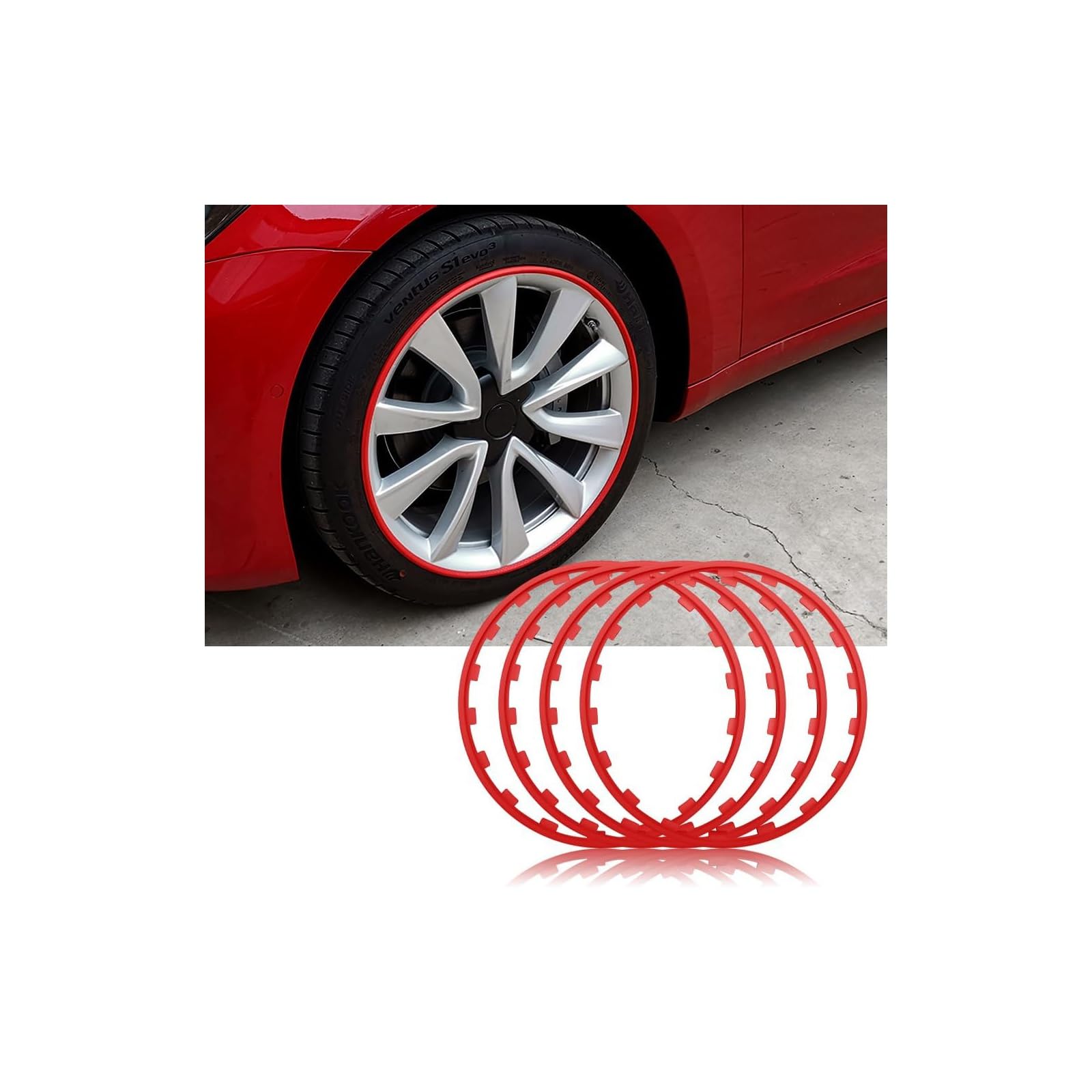 THE WHITE SHOP Car Wheel Rim Protectors Guard,Wheel Scratch,Nylon Wheel Protection Ring from Curb Rash for Cars