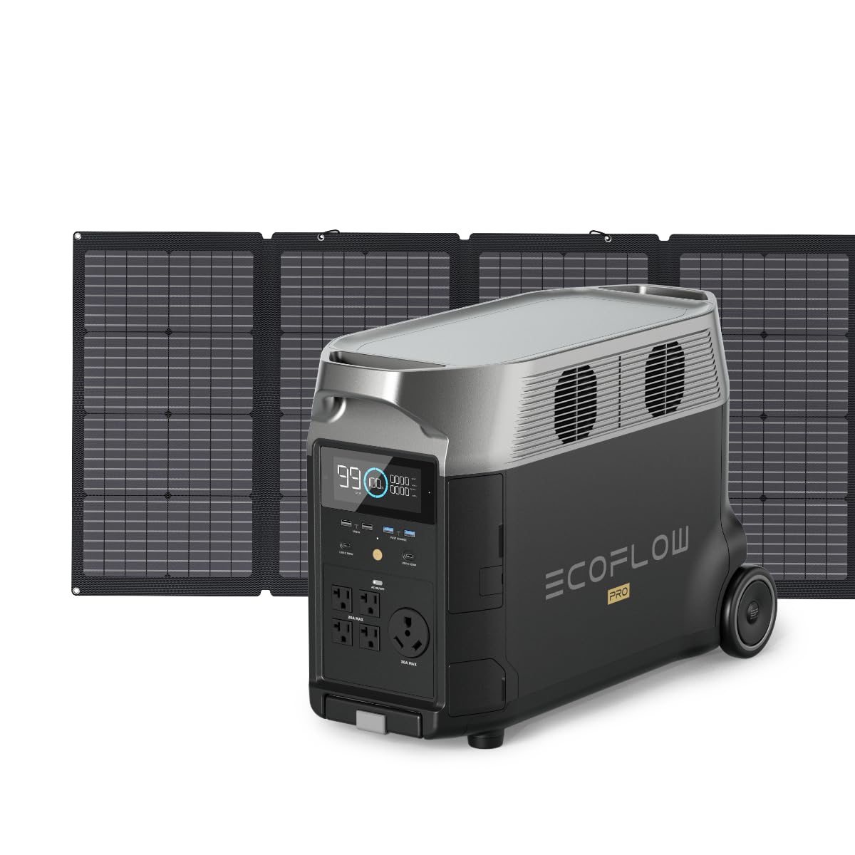 EF ECOFLOW Solar Generator 3600Wh DELTA Pro with 220W Flexible Solar Panel, 23% High-Efficiency, 5 AC Outlets, 3600W Portable Power Station for Home Use Emergency Blackout Camping RV