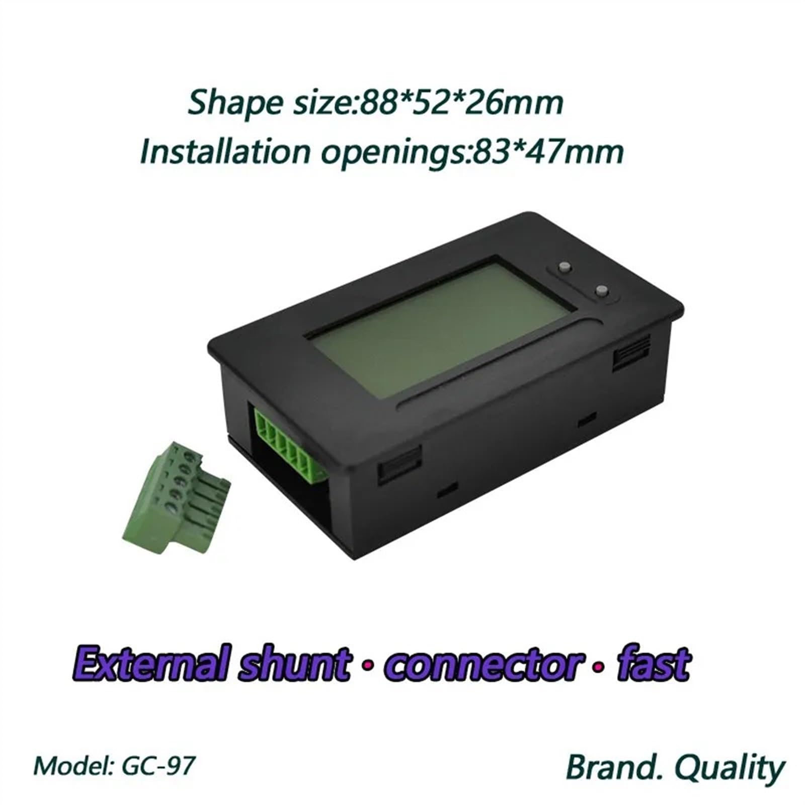 MMUNNA GC97 DC 8-200 V 500 A woltomierz amperomierz tester akumulatora samochodowego kulometr pojemność prąd miernik mocy monitor 12 V 24 V 48 V (kolor: 50 A bez bocznika)