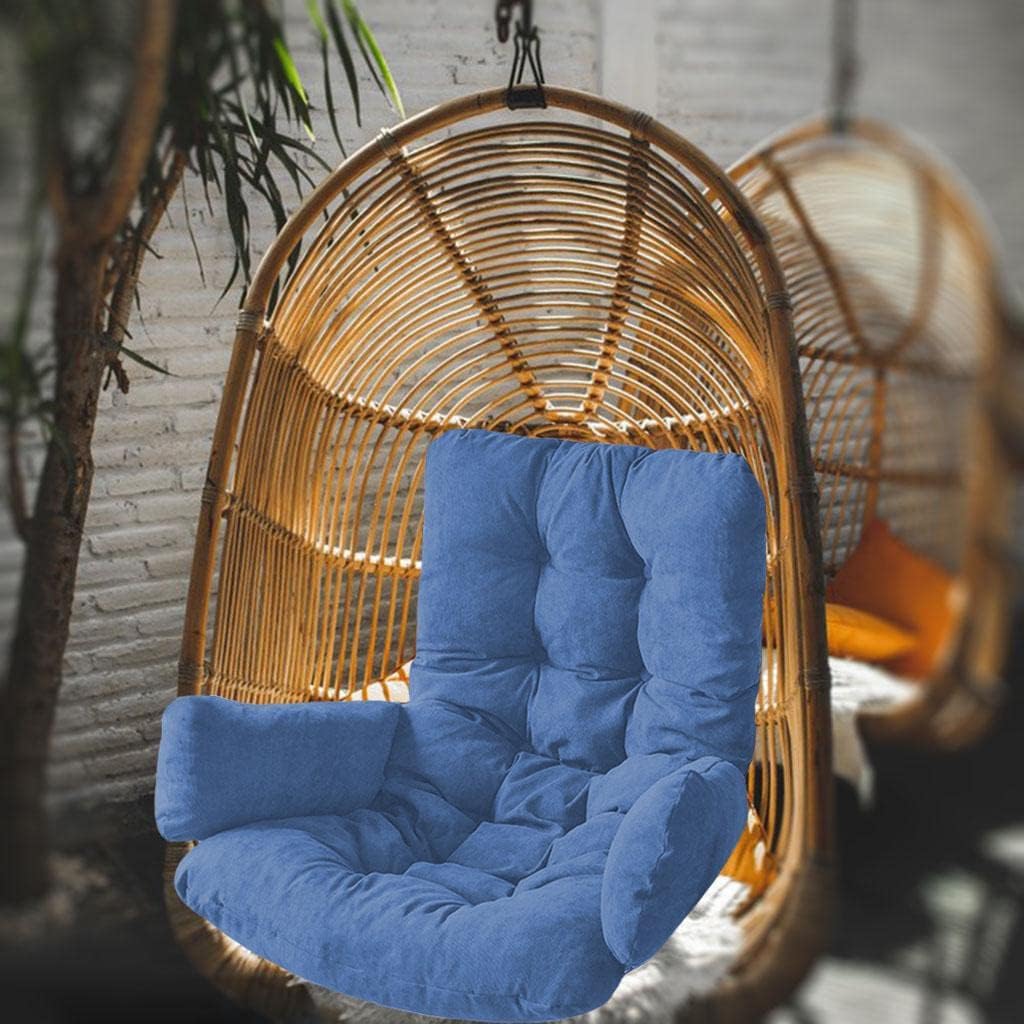 Hanging Basket Seat Cushion, Back-Rest Chair Cushion with Back Pad, Swing Cushion for Office Indoor Outdoor (Blue)