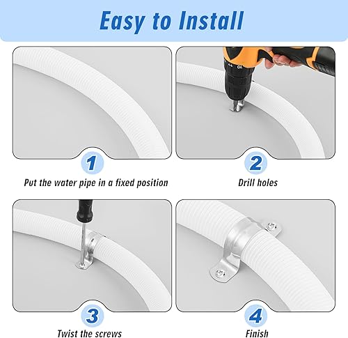 Miniatura 4 de 100 correas de tubo de 12 pulgada de acero inoxidable abrazadera de conducto reforzada rígida 2 agujeros U soporte para fijación de tuberías en