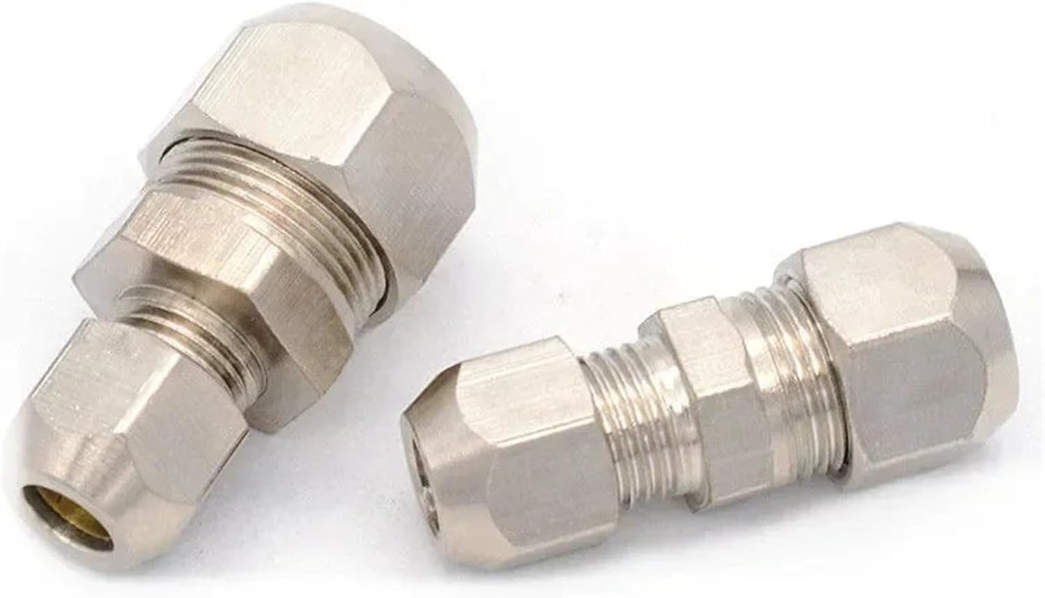 Compression Ferrule Tube Fitting 6-4 8-10 10-12 Brass Pipe Double End Tubing Ferrule Joint Tubing Nut Lock Double Straight PU PG(PU4mm)