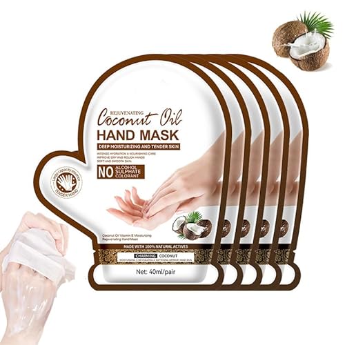 Repairing Hand Mask for Dry Cracked Hands，Smooth Long Lasting Soft Exfoliating Hand Peeling Spa Mask Moisturizer Beauty Gift Set for Dry Cracked Rough Dull Hands (5PC)