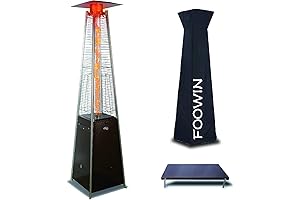 FOOWIN Pyramid Patio Tower Heater with Detachable Side Table in Hammered Bronze