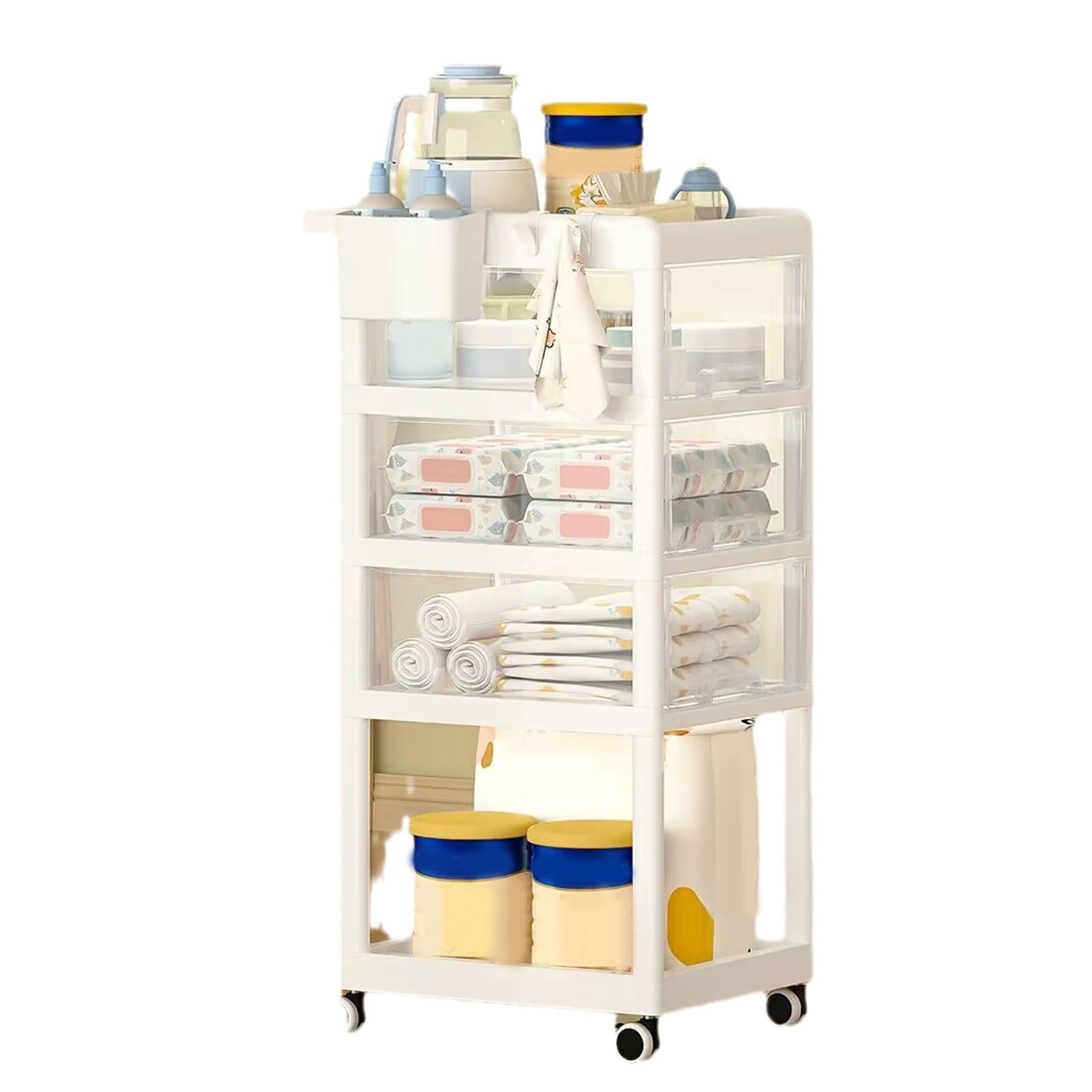 Carrello Porta Pannolini per Bambini con Ruote Carrello con Maniglia Rinforzata Carrello Multistrato per Riporre i Pannolini Organizer per Riporre i Pannolini Essenziali