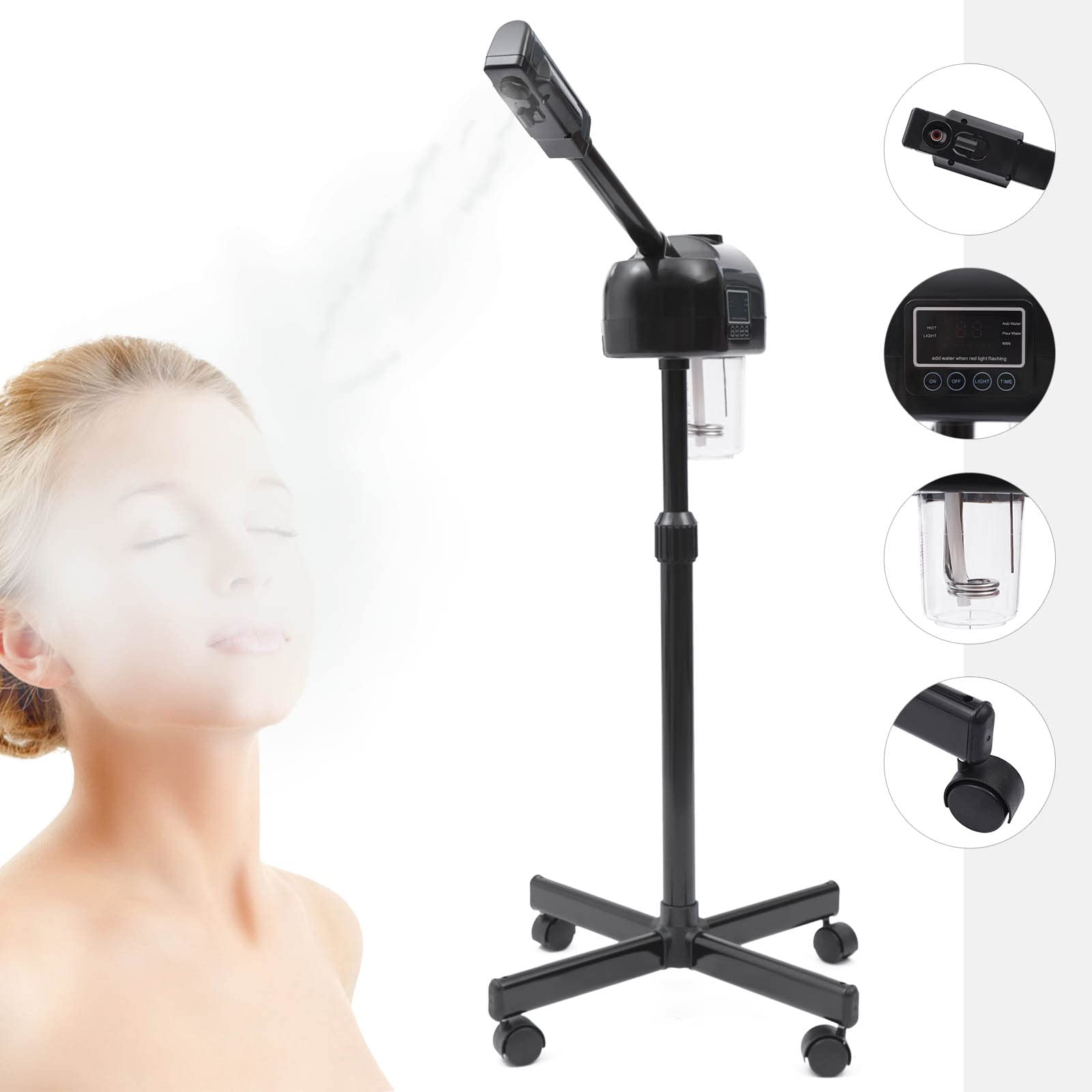 750w Professioneller Gesichtsdampfer Ozon HeißDampffunktion Gesichtsdampfer Face Steamer Facial Steamer Gesicht DampfgeräT Lcd-Bildschirm Mitesser Entfernen Hautalterung Reduzieren Höhe Einstellen
