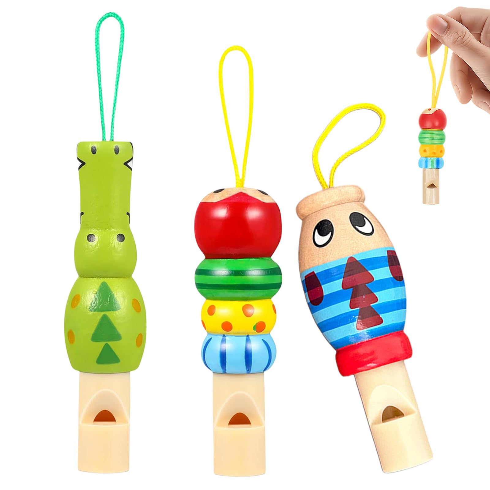 3 Pcs Animal Wood Recorders for Kids Wooden Children Music Instrument Educational Plaything for Party Favors Interactive Toys,Kids Whistle,Bird Whistle,Duck Whistle (Random Style)