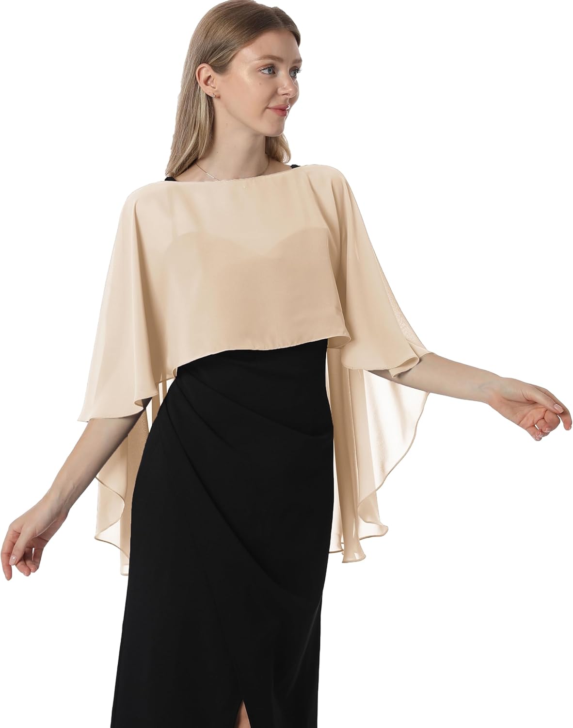 Capelets for women Chiffon Cape Shawls and Wraps for Evening Dress Wedding Capes Cover Up - Image 3