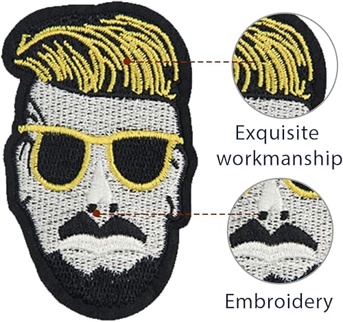 Miniatura 3 de Wikineon Parche de bordado para planchar diseño de insignia Cool Sunglasses Man para planchar y coser accesorios de bricolaje para chaquetas ropa