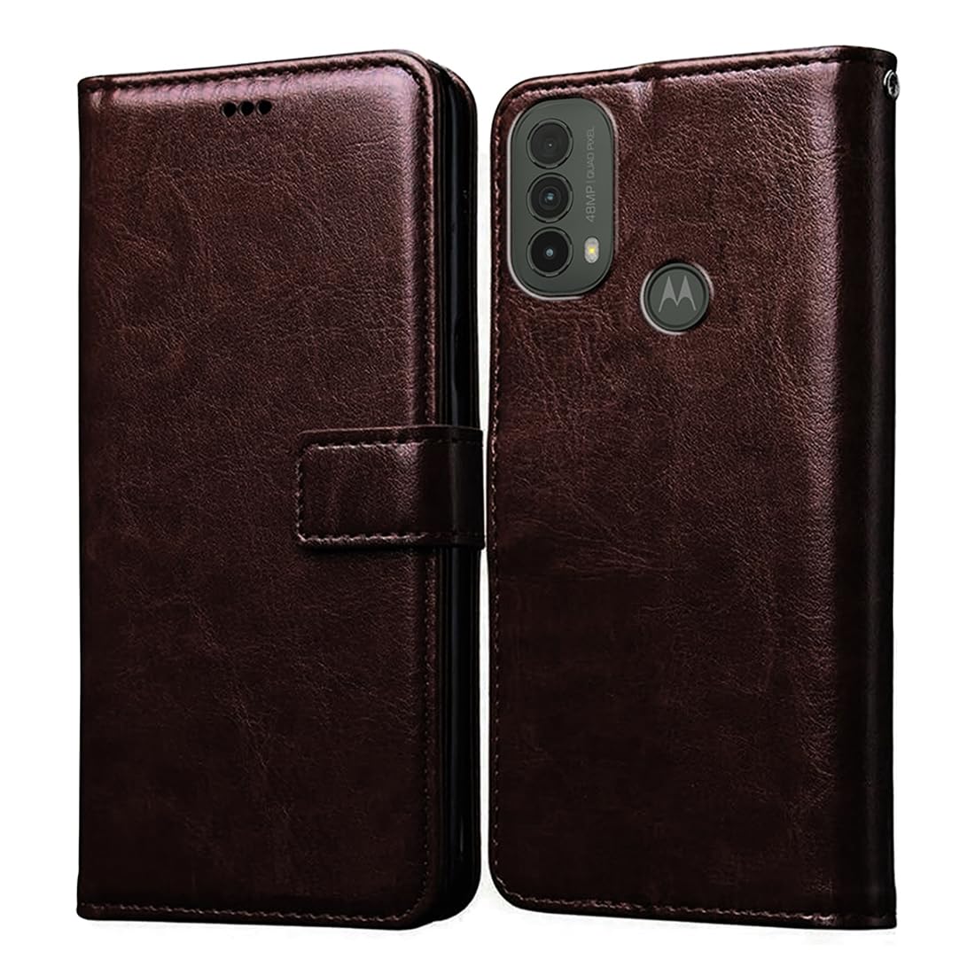 CasotecCasotec Flip Cover Back Case for Motorola Moto E20 / E30 / E40 | Premium Leather Finish | Inbuilt Pockets & Stand | Flip Cover Back Case for Motorola Moto E20 / E30 / E40 (Coffee)