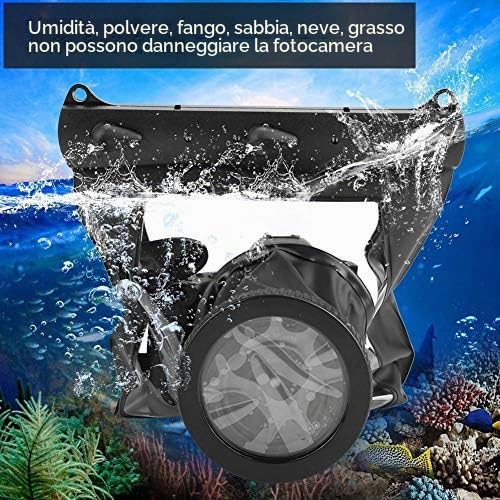 Bewinner Custodia Subacquea Impermeabile, Copertura Antipioggia Fotocamera, Copertura Subacquea da 20 m per Fotocamere DSLR Universale