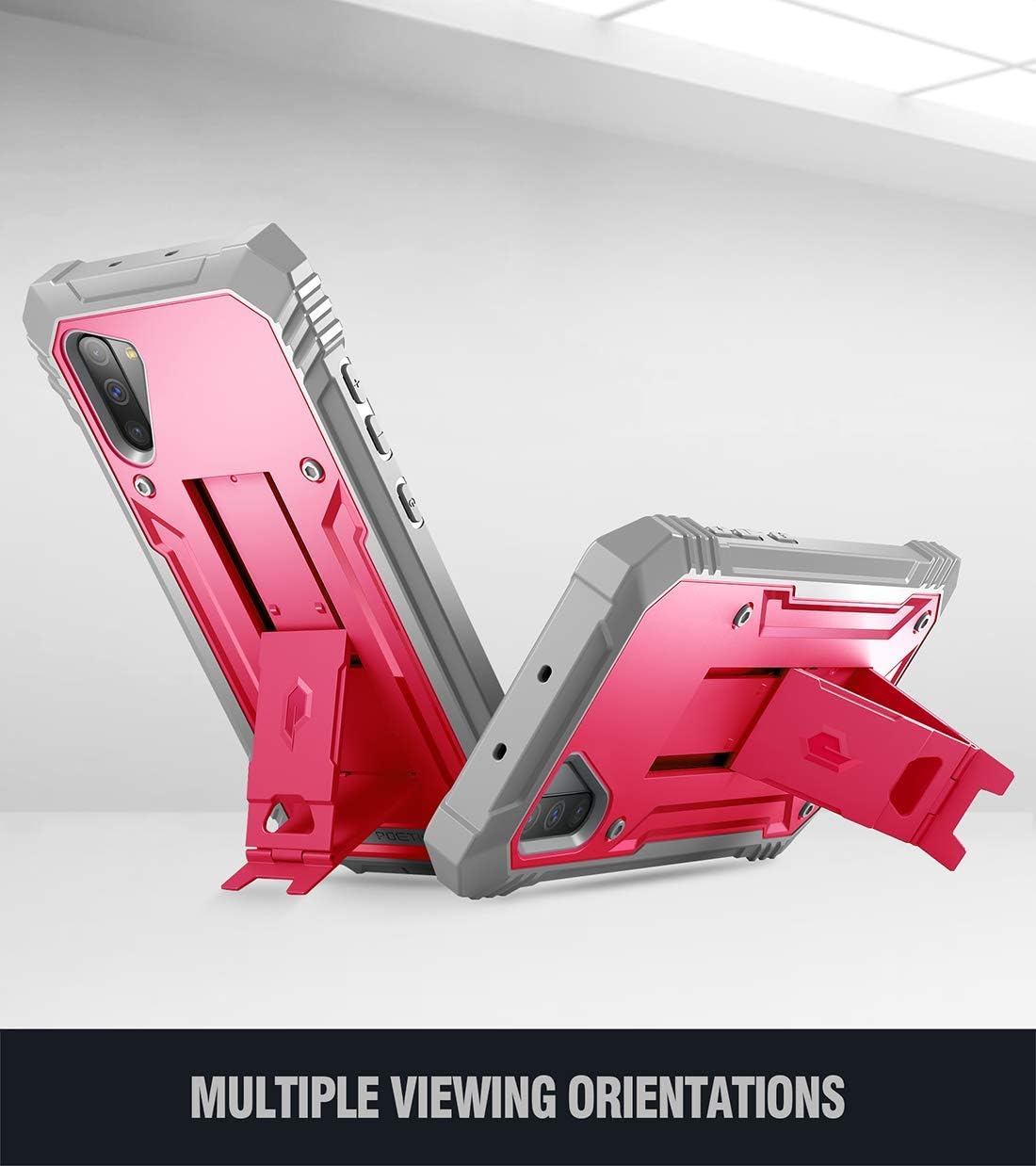 Galaxy Note 10 Rugged Case with Kickstand, Poetic Heavy Duty Military Grade Full Body Cover, Without Built-in-Screen Protector, Revolution Series, for Samsung Galaxy Note 10 (2019), Pink