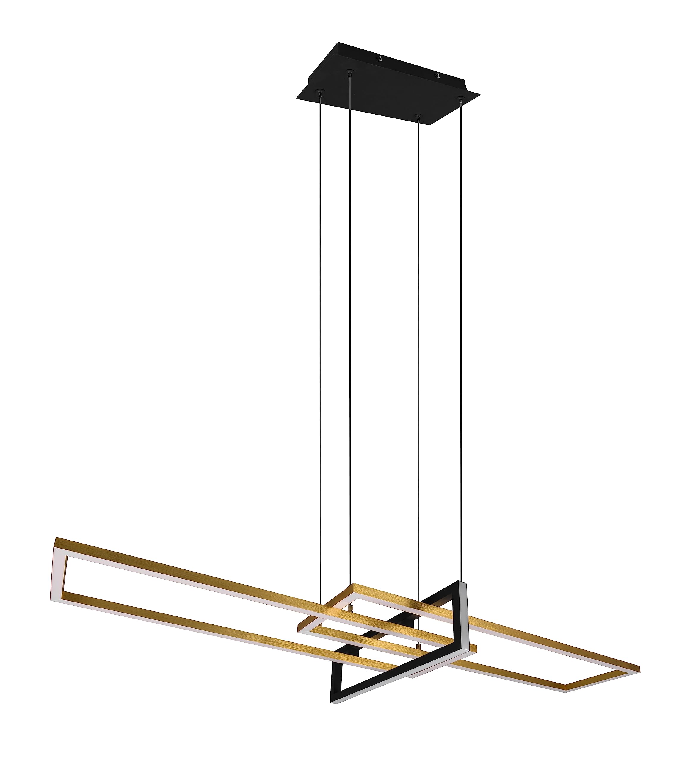 TRIO, Sospensione, Salinas incl. 1 x LED,SMD,34,0 Watt,3000K,4200 Lm. Finitura: Metallo, Ottone satinato L:110,0cm, L:40,0cm, A:150,0cm Dimmerabile tramite interrutto