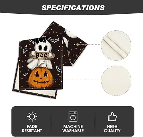 Miniatura 5 de Artoid Mode Camino de mesa de Halloween, diseño de murciélagos, fantasma, calabaza, gato, murciélago, decoración de mesa de comedor para decoración