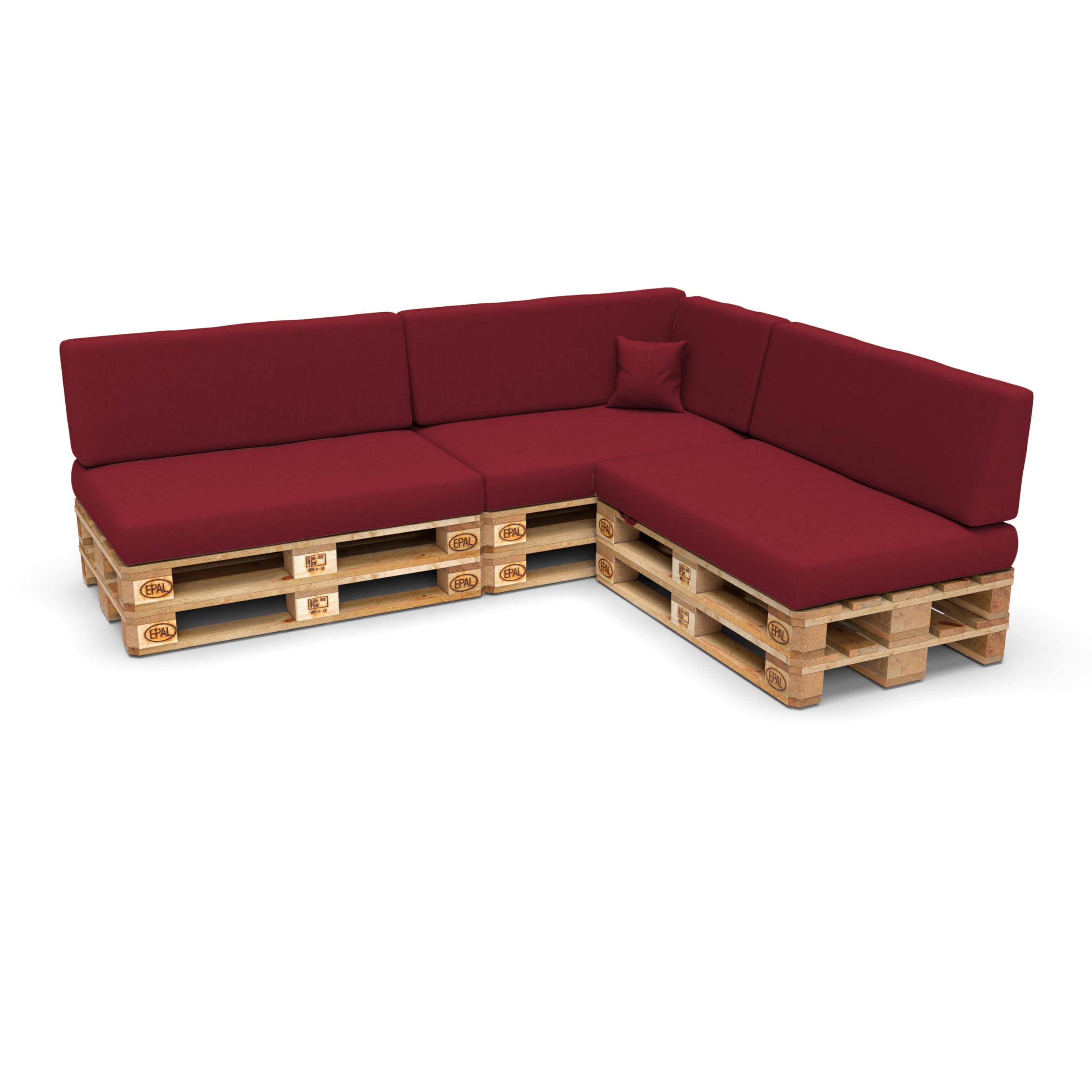 POKAR Euro Pallet Seating Set of 2: 1x seat cushion 120x80cm + 1x back cushion 120x40cm, cold foam, removable covers, Home Garden Furniture DIY, indoor outdoor pillow, without pallets, Beige — view 101