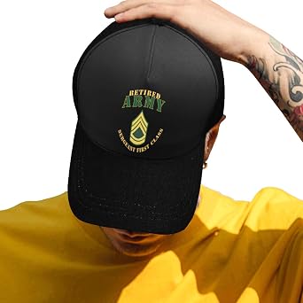 Baseball Cap E - Black - Army - Army - SFC - Retired - IPrint