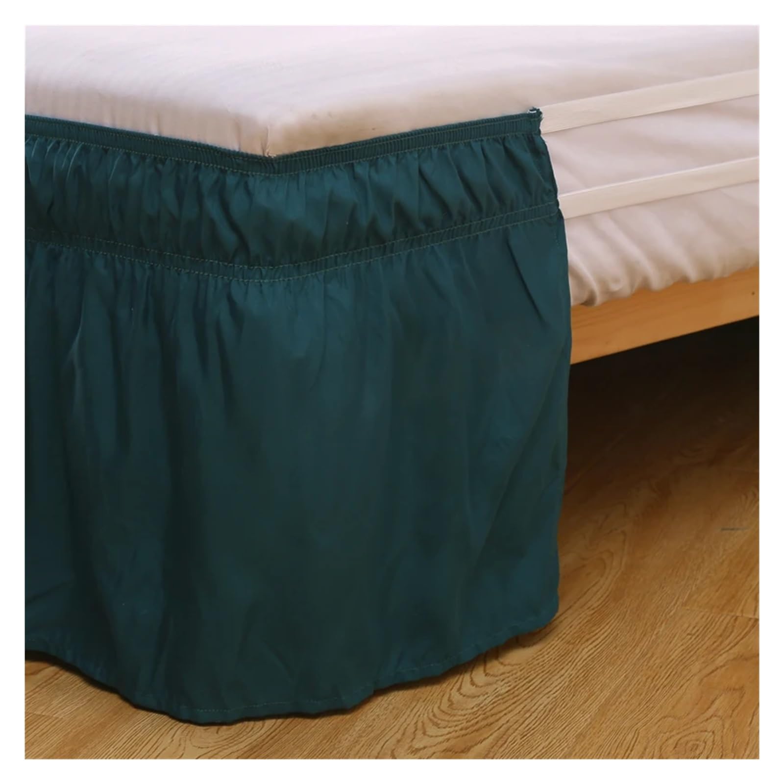 Ayztantine Wrap Around Bed Skirts Hotel Room Bed Skirt Wrap Around Elastic Bed Skirts Without Bed Surface 38cm Height for Home Decor(Dark Green,78x80x15 inch)