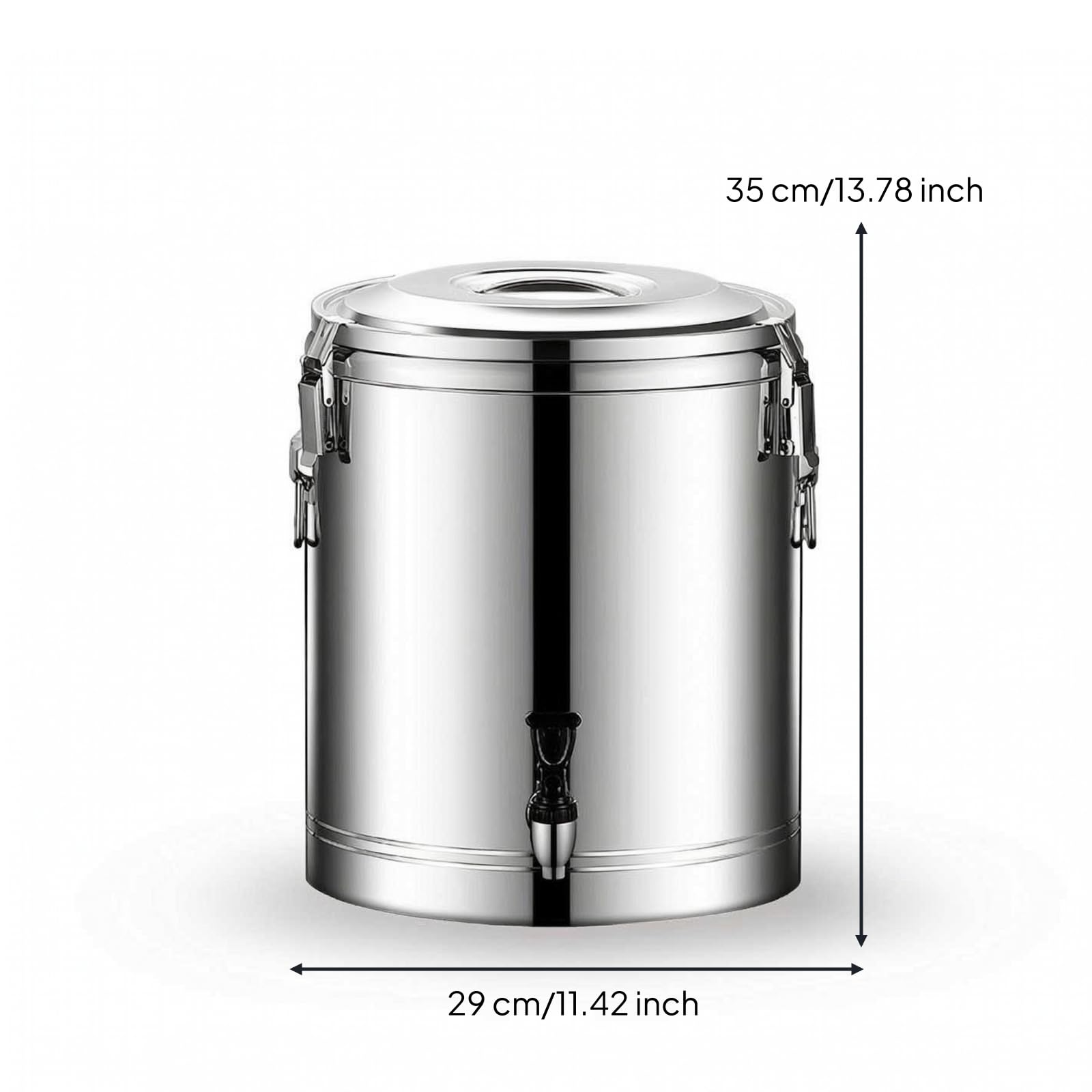 Cubo Térmico con Tapa Resistente a la Corrosión Contenedor Isotérmico Acero Inoxidable Reutilizable Tarro Aislado con Tapa para Bufés, 25L, con Grifo