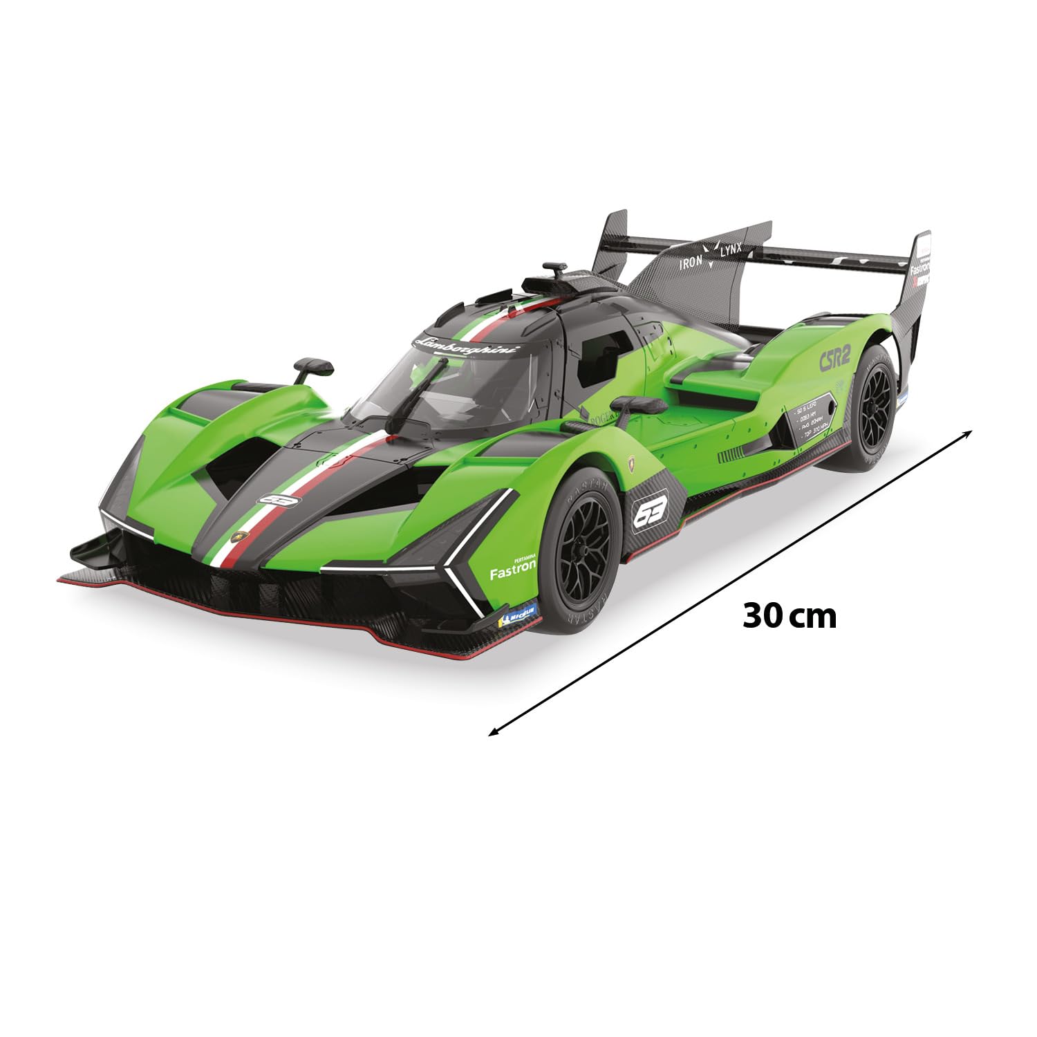 Mondo Motors Lamborghini SC 63 Le Mans, Modelo en Escala 1:14, hasta 10 Km/h de Velocidad, Coche de Juguete 63837, Color Verde