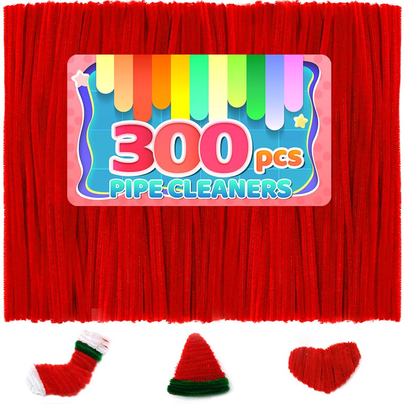 Tiges chenille rouges pour décorations de fête et activités manuelles en famille