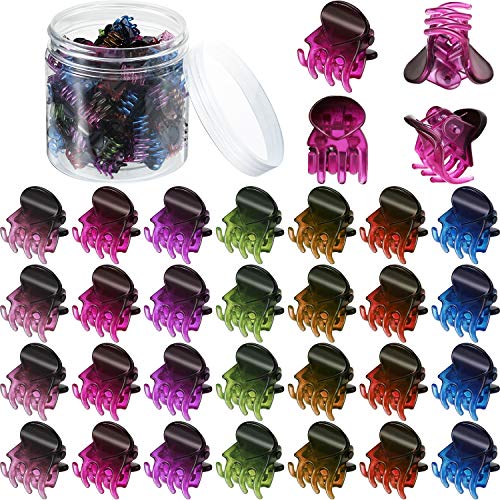 100 Pieces Mini Hair Claw Clips Plastic Hair Claws Pins Clamps with a Box Small Hair Jaw Clips for Girls and Women (Multicolor)