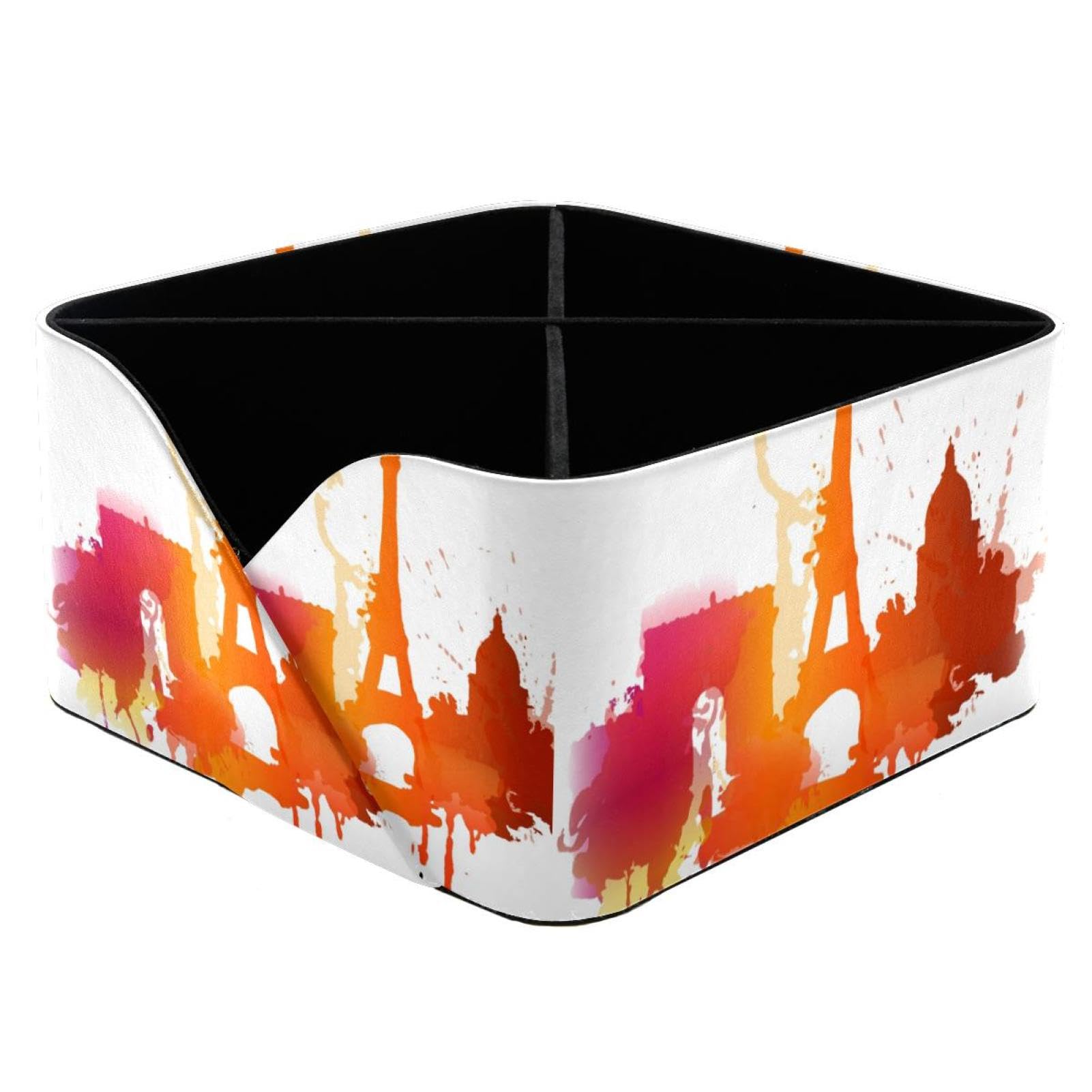 Organiseur de bureau aquarelle Paris avec 4 compartiments et porte-crayons design