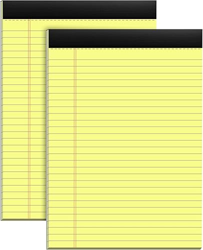 Paquete de 2 blocs legales amarillos de 8.5 x 11 pulgadas, 30 hojas perforadas amarillas, bloc de notas amarillas perforadas, bloc de escritura con