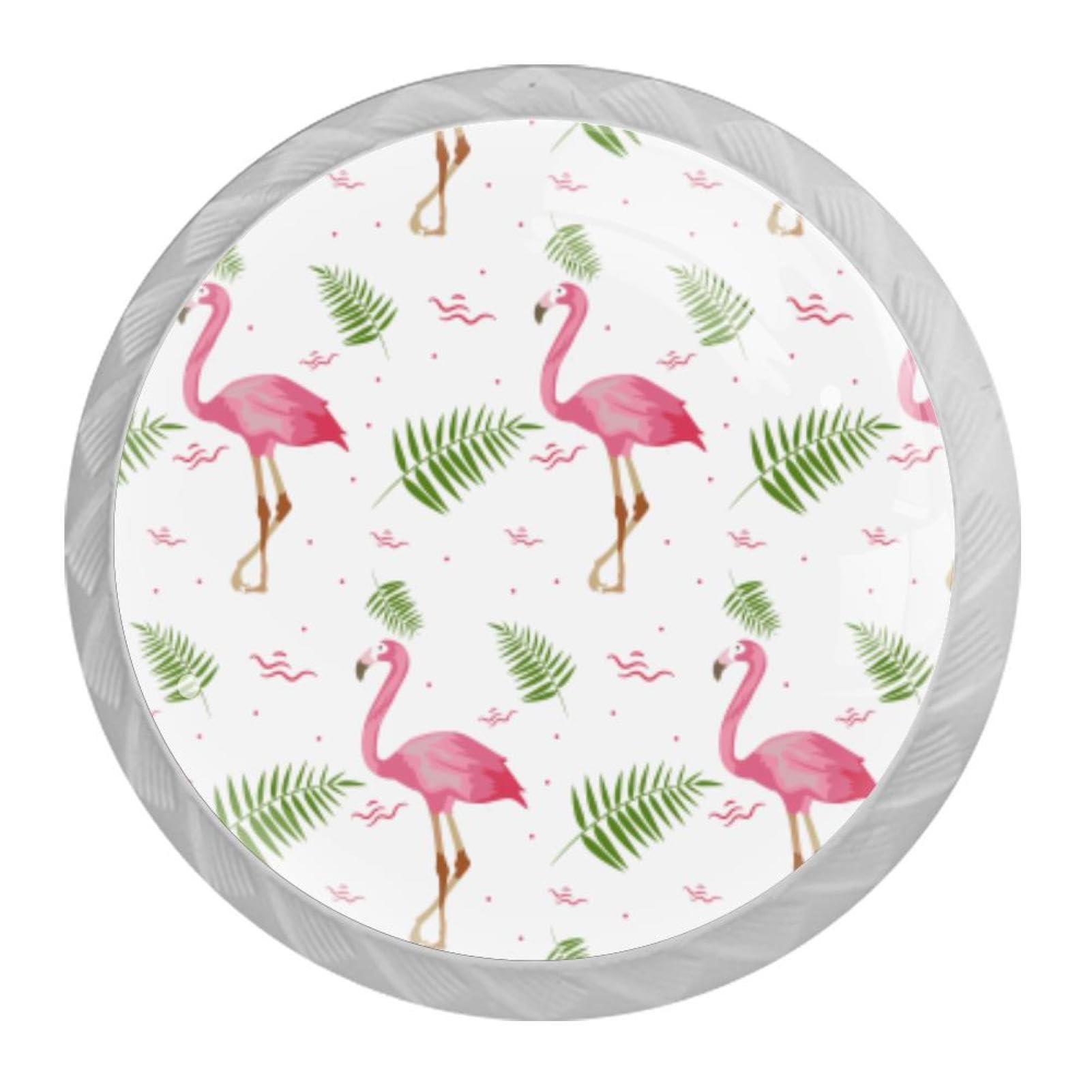 Tqmspg Multi01 4 Pieces Drawer Pulls Flamingo Summer Leaves Door Knobs Dresser Handles For Kitchen Wardrobe Cupboard Hardware Furniture