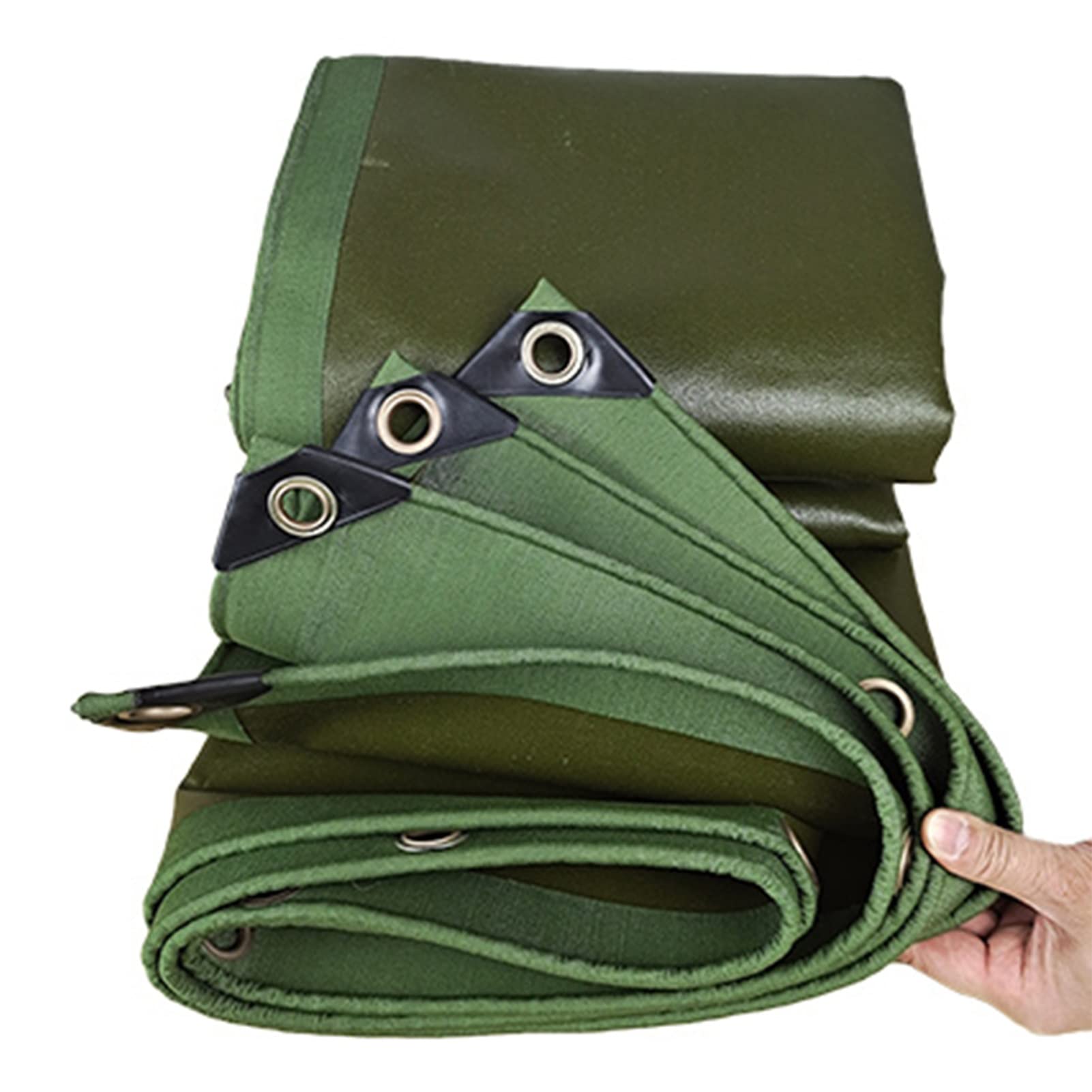 GJZQDKX Heavy Duty Waterproof Green Tarpaulin Sheet 0.75mm Thick 600g/m² Outdoor Cover with Grommets Protective Groundsheet for Camping Tarps Size 3x4m