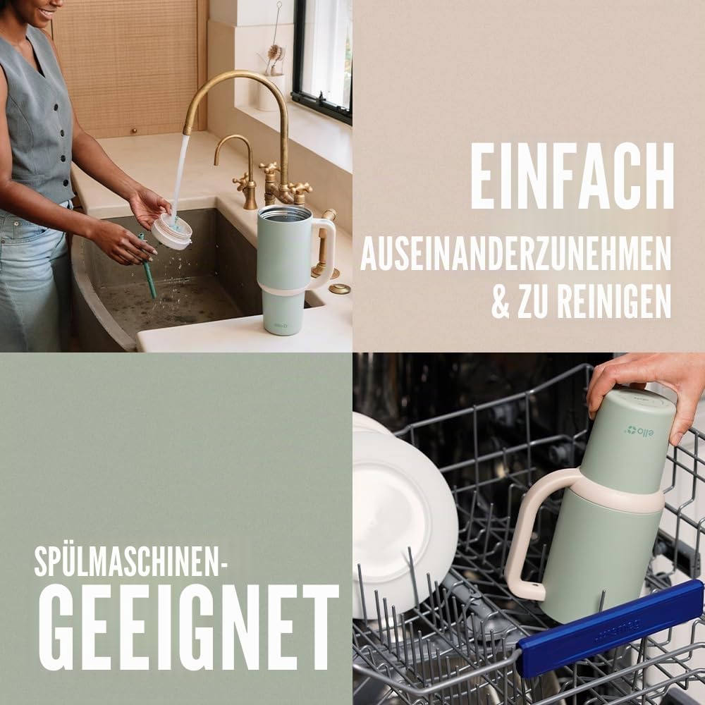 Ello Oasis 887 ml Trinkbecher mit Griff und einziehbarem Strohhalm | Wiederverwendbarer isolierter Edelstahlbecher 100% auslaufsicher, Geschenke für Teenager Frauen Männer | Hält 24 Stunden kalt