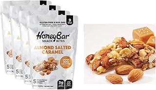 HoneyBar Snack Bites, Gluten Free Healthy Snacks, Non GMO, Plant Protein Energy Bars, 162 g (Almond Salted Caramel, 162 g (Pack of 4))
