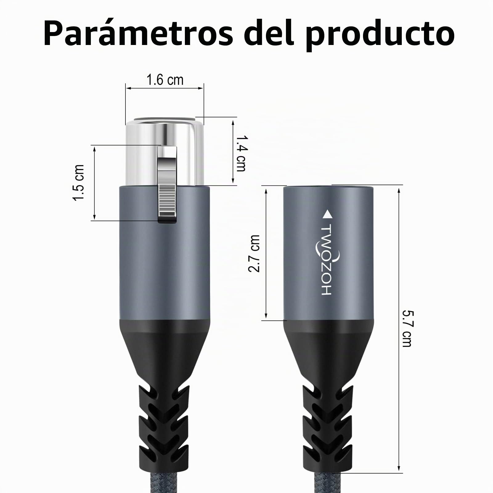 Twozoh Cable de Audio XLR Macho a Hembra 15M 2 Unidades, Trenzado Cable de Micrófono XLR equilibrado de 3 Pines (Profesional/HiFi)
