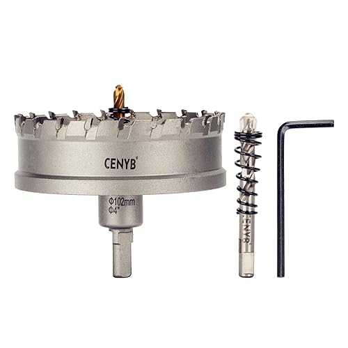 Miniatura 12 de 1" (25.5mm) Sierra perforadora con punta de carburo de tungsteno con 2 piezas de brocas piloto chapadas en titanio para metal duro, acero