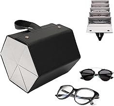 Right Products Sunglasses Organizer Box/Leather Foldable Travel Eyeglasses Storage Case/Hanging Eyewear Holder Box Display for Women (6 Slots Sunglasses Organizer Box, Black)