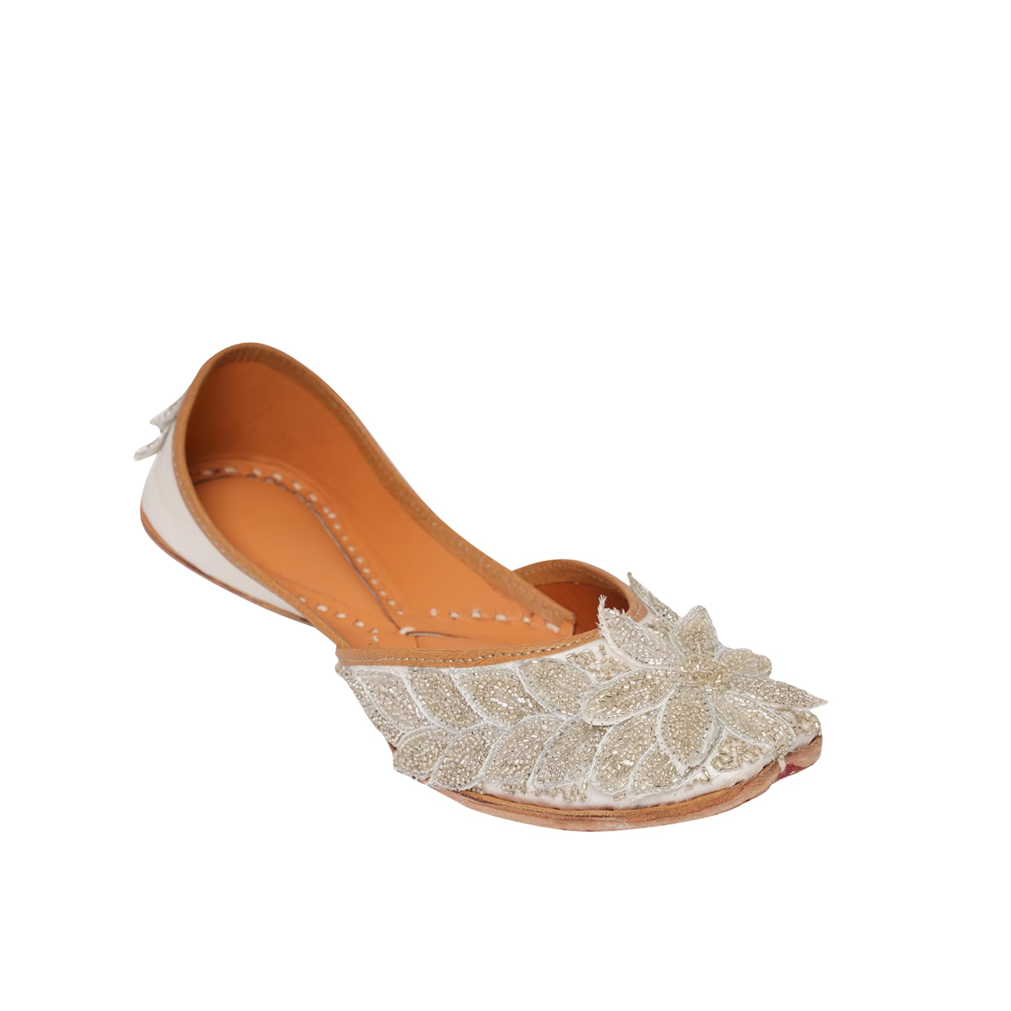 Women Embroidered Mojaris Flats | Silver Color-image-18