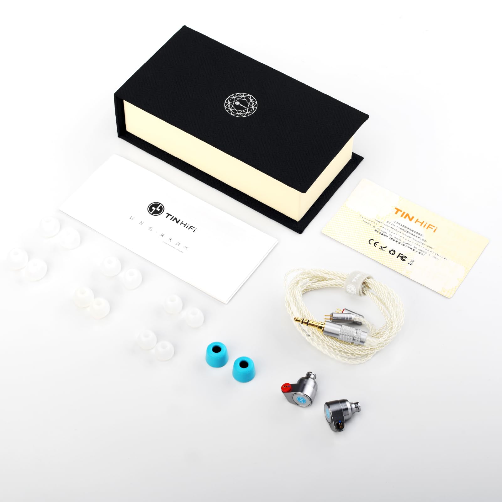 TINHIFI T2 DLC Single Dynamic Driver IEM Wired Earrings, DLC Diaphragm Metal In-Ear HiFi Cuffie con cavo rimovibile a 2 pin, suono chiaro, auricolari audiofili per musica e giochi