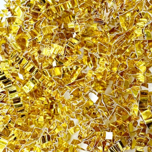 Corlcol 1LB Crinkle Cut Paper Shred Filler for Gift Box Bag and Basket On Holidays (Gold)