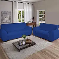 Kit Capa Para Sofa 2 e 3 Lugares Malha Gel Elasticada Ajustavel Coladinha (Azul)