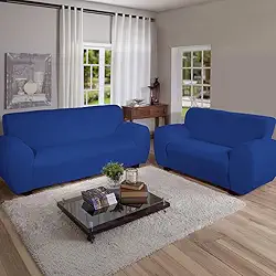 Kit Capa Para Sofa 2 e 3 Lugares Malha Gel Elasticada Ajustavel Coladinha (Azul)