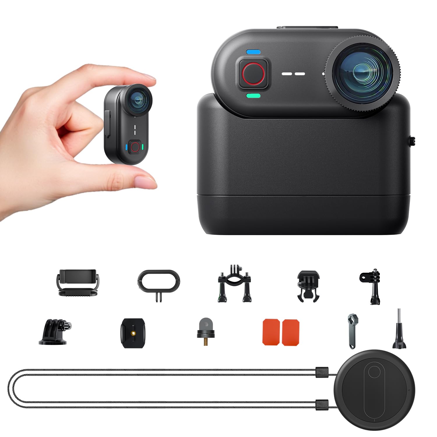 Apexcam K80 Mini Action Cam,POV Camera Con Memoria Integrata da 64GB,4K WiFi EIS Mini Body Cam Sportiva Portatile Vlogging Fotocamera,10M Fotocamera Subacquea,Videocamere Montate sul Corpo e Accessori