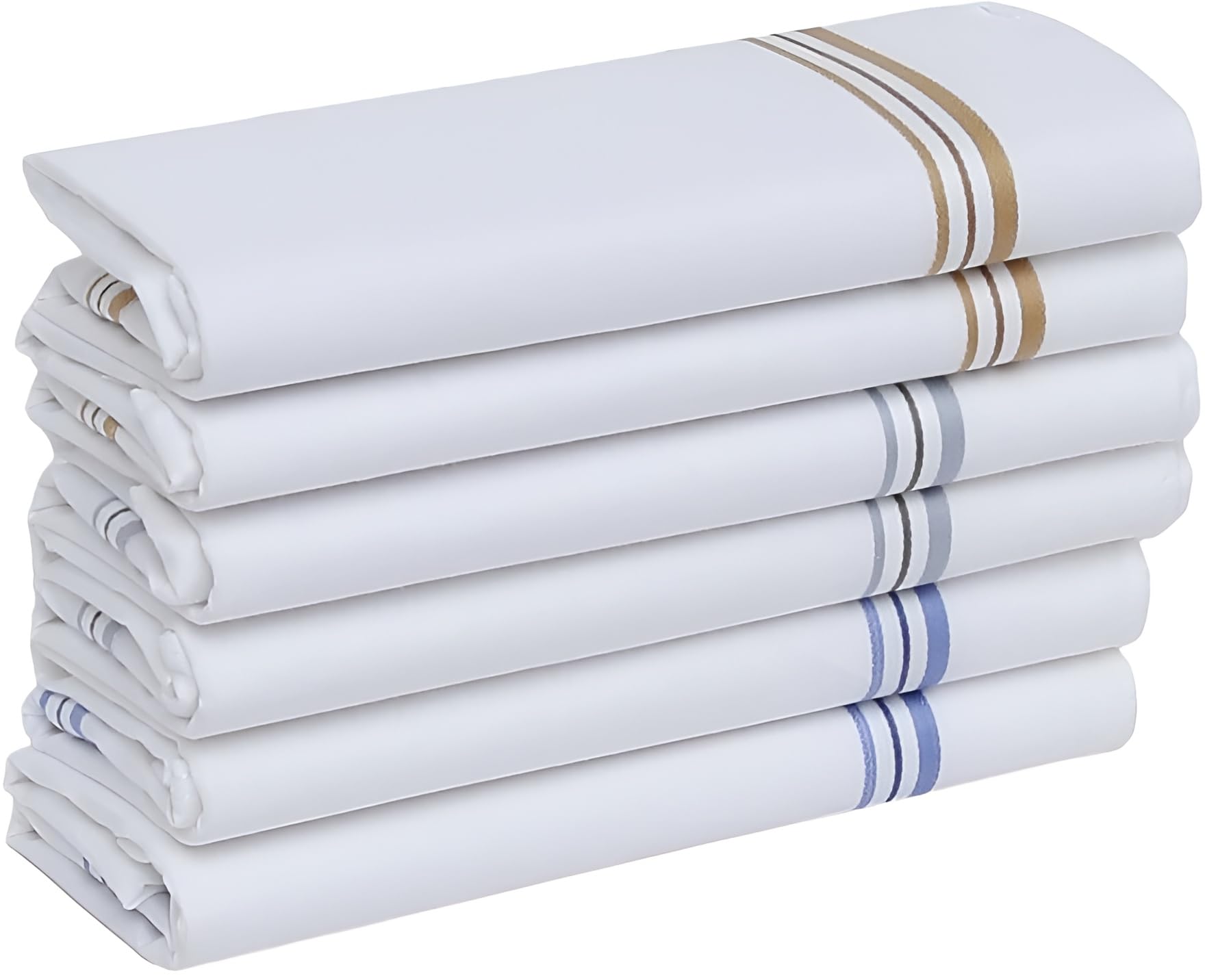 Premium Handkerchief Lining Design Men's Handkerchiefs | 100% Pure Cotton & Pocket Square Hankies|Classic Pattern Perfect for Gift, (White) Men's Accessories (46CM X 46CM)-image-35
